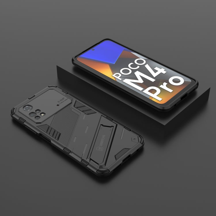 For Xiaomi Poco M4 Pro 4G Punk Armor 2 in 1 PC + TPU Shockproof Phone Case with Invisible Holder(Black) - Xiaomi Cases by buy2fix | Online Shopping UK | buy2fix
