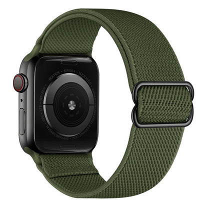 Polyester Nylon Watch Band For Apple Watch Ultra 49mm&Watch Ultra 2 49mm / Series 9&8&7 45mm / SE 3&SE 2&6&SE&5&4 44mm / 3&2&1 42mm(Army Green) - Watch Bands by buy2fix | Online Shopping UK | buy2fix