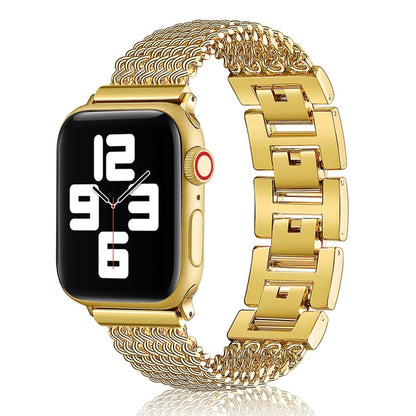 Thin Chain Steel Watch Band For Apple Watch Series 9&8&7 41mm / SE 3&SE 2&6&SE&5&4 40mm / 3&2&1 38mm(Gold) - Watch Bands by buy2fix | Online Shopping UK | buy2fix