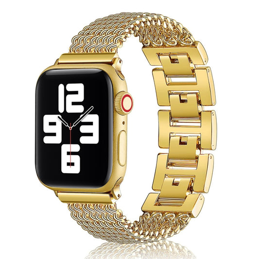 Thin Chain Steel Watch Band For Apple Watch Series 9&8&7 41mm / SE 3&SE 2&6&SE&5&4 40mm / 3&2&1 38mm(Gold) - Watch Bands by buy2fix | Online Shopping UK | buy2fix
