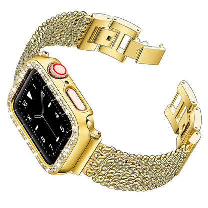 Thin Chain Steel Watch Band For Apple Watch Series 9&8&7 41mm / SE 3&SE 2&6&SE&5&4 40mm / 3&2&1 38mm(Gold) - Watch Bands by buy2fix | Online Shopping UK | buy2fix