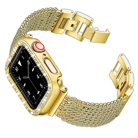 Thin Chain Steel Watch Band For Apple Watch Series 9&8&7 41mm / SE 3&SE 2&6&SE&5&4 40mm / 3&2&1 38mm(Gold) - Watch Bands by buy2fix | Online Shopping UK | buy2fix