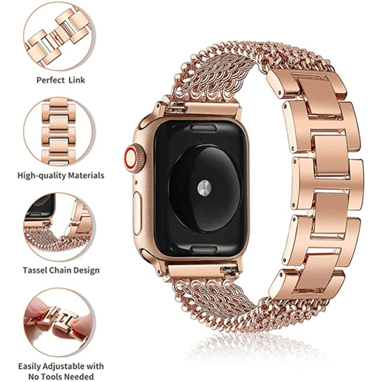 Thin Chain Steel Watch Band For Apple Watch Series 9&8&7 41mm / SE 3&SE 2&6&SE&5&4 40mm / 3&2&1 38mm(Gold) - Watch Bands by buy2fix | Online Shopping UK | buy2fix