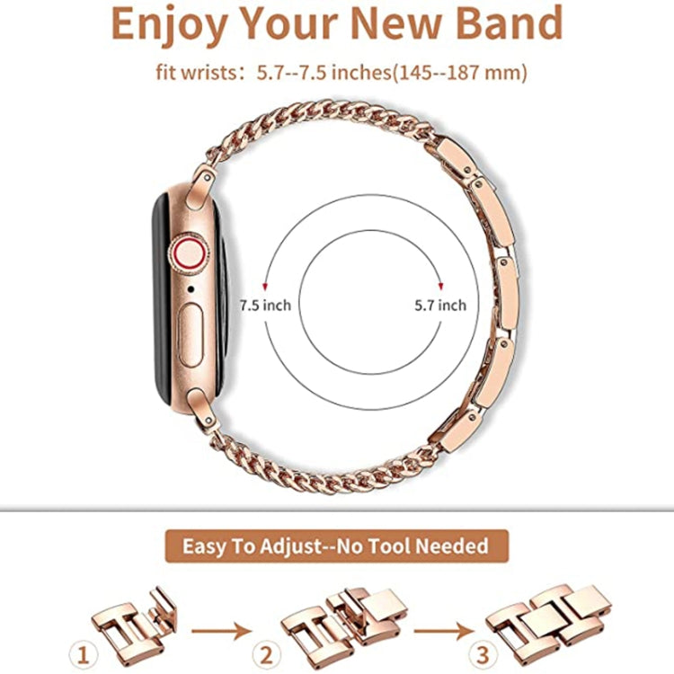 Thin Chain Steel Watch Band For Apple Watch Series 9&8&7 41mm / SE 3&SE 2&6&SE&5&4 40mm / 3&2&1 38mm(Gold) - Watch Bands by buy2fix | Online Shopping UK | buy2fix
