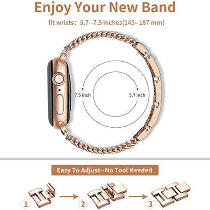 Thin Chain Steel Watch Band For Apple Watch Series 9&8&7 41mm / SE 3&SE 2&6&SE&5&4 40mm / 3&2&1 38mm(Gold) - Watch Bands by buy2fix | Online Shopping UK | buy2fix