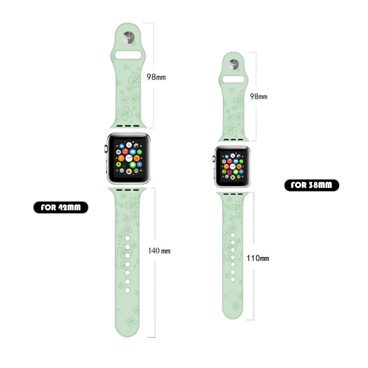 Four-leaf Clover Embossing Silicone Watch Band For Apple Watch Ultra 49mm&Watch Ultra 2 49mm / Series 9&8&7 45mm / SE 3&SE 2&6&SE&5&4 44mm / 3&2&1 42mm(Light Blue) by buy2fix