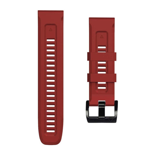 For Garmin Fenix 7 / 6 Pro / 5 Plus 22mm Black Buckle Silicone Watch Band(Dark Red) - Watch Bands by buy2fix | Online Shopping UK | buy2fix