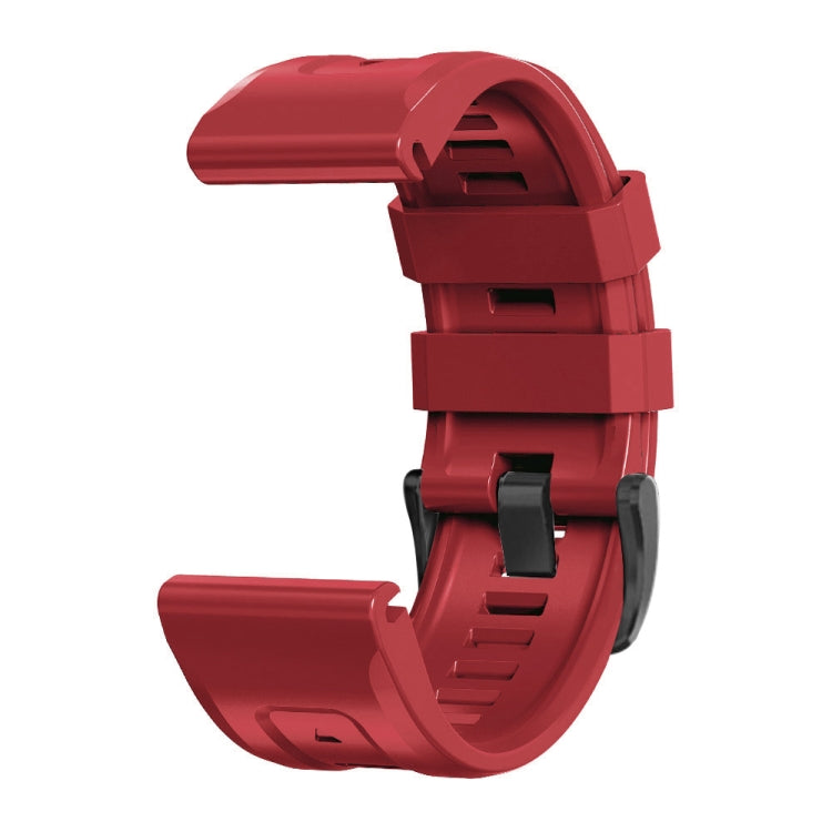 For Garmin Fenix 7 / 6 Pro / 5 Plus 22mm Black Buckle Silicone Watch Band(Dark Red) - Watch Bands by buy2fix | Online Shopping UK | buy2fix