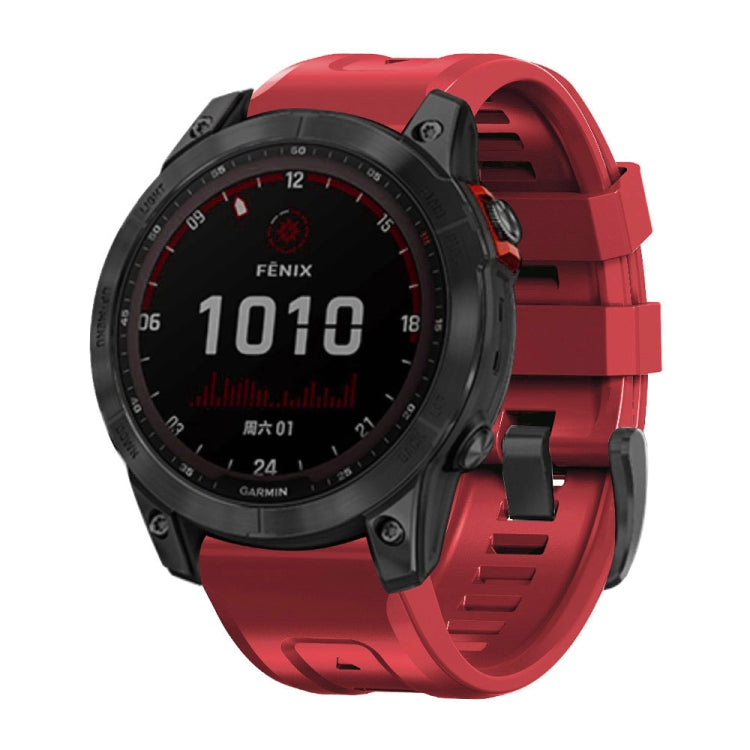 For Garmin Fenix 7 / 6 Pro / 5 Plus 22mm Black Buckle Silicone Watch Band(Dark Red) - Watch Bands by buy2fix | Online Shopping UK | buy2fix