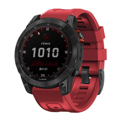 For Garmin Fenix 7 / 6 Pro / 5 Plus 22mm Black Buckle Silicone Watch Band(Dark Red) - Watch Bands by buy2fix | Online Shopping UK | buy2fix