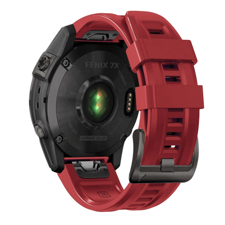 For Garmin Fenix 7 / 6 Pro / 5 Plus 22mm Black Buckle Silicone Watch Band(Dark Red) - Watch Bands by buy2fix | Online Shopping UK | buy2fix