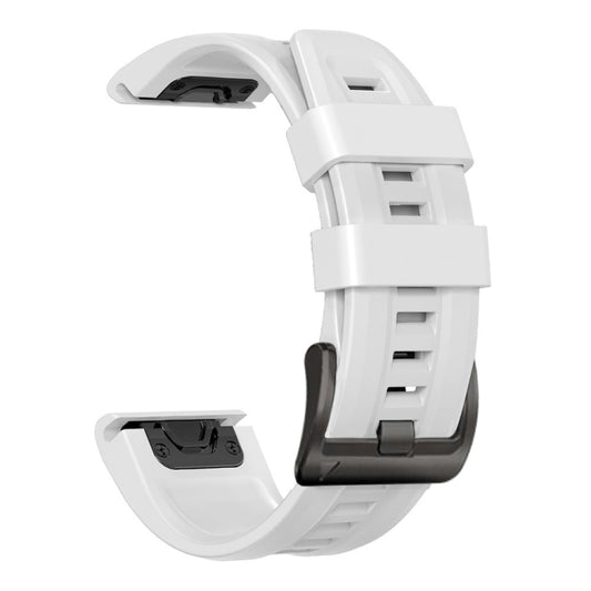 For Garmin Fenix 7 / 6 Pro / 5 Plus 22mm Black Buckle Silicone Watch Band(White) - Watch Bands by buy2fix | Online Shopping UK | buy2fix