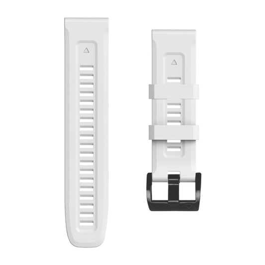 For Garmin Fenix 7 / 6 Pro / 5 Plus 22mm Black Buckle Silicone Watch Band(White) - Watch Bands by buy2fix | Online Shopping UK | buy2fix