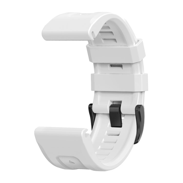For Garmin Fenix 7 / 6 Pro / 5 Plus 22mm Black Buckle Silicone Watch Band(White) - Watch Bands by buy2fix | Online Shopping UK | buy2fix