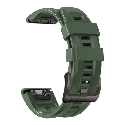 For Garmin Fenix 7 / 6 Pro / 5 Plus 22mm Black Buckle Silicone Watch Band(Army Green) by buy2fix