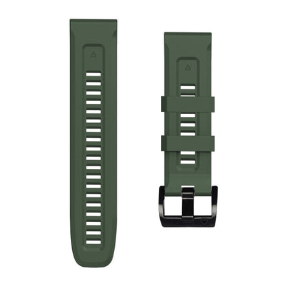 For Garmin Fenix 7 / 6 Pro / 5 Plus 22mm Black Buckle Silicone Watch Band(Army Green) by buy2fix