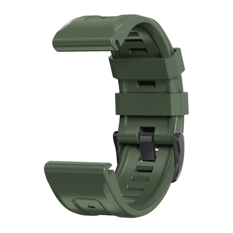For Garmin Fenix 7 / 6 Pro / 5 Plus 22mm Black Buckle Silicone Watch Band(Army Green) by buy2fix