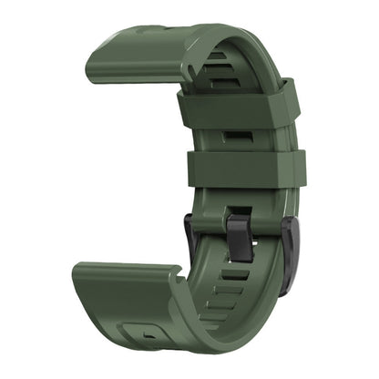 For Garmin Fenix 7 / 6 Pro / 5 Plus 22mm Black Buckle Silicone Watch Band(Army Green) by buy2fix