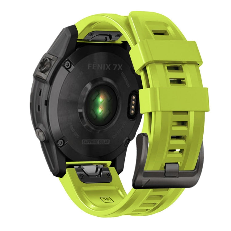 For Garmin Fenix 7 / 6 Pro / 5 Plus 22mm Black Buckle Silicone Watch Band(Lime Green) by buy2fix
