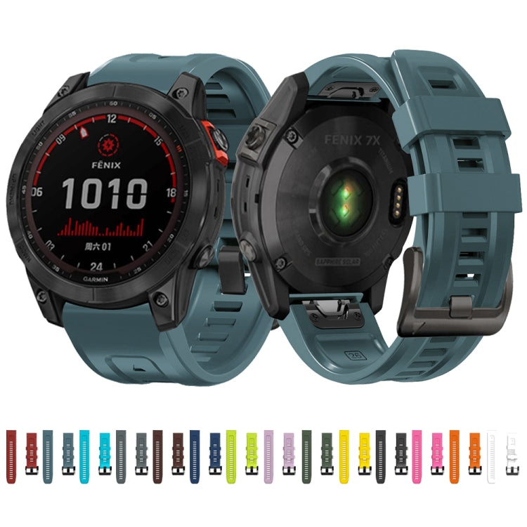 For Garmin Fenix 7 / 6 Pro / 5 Plus 22mm Black Buckle Silicone Watch Band(White) - Watch Bands by buy2fix | Online Shopping UK | buy2fix