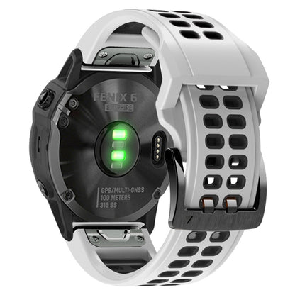 For Garmin Fenix 6X Quick Release Double Row Silicone Watch Band(White Black) by buy2fix