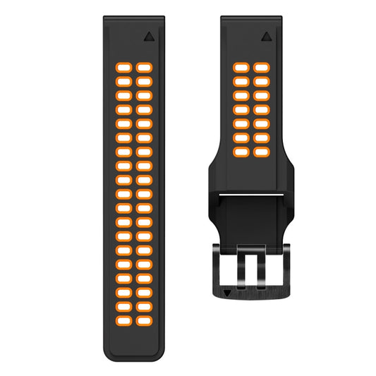 For Garmin Fenix 6X Quick Release Double Row Silicone Watch Band(Black Orange) - Watch Bands by buy2fix | Online Shopping UK | buy2fix