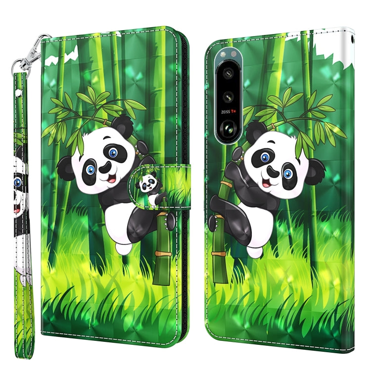 For Sony Xperia 5 II 3D Painting Pattern TPU + PU Leather Phone Case(Panda Climbing Bamboo) by buy2fix