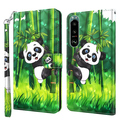 For Sony Xperia 5 II 3D Painting Pattern TPU + PU Leather Phone Case(Panda Climbing Bamboo) by buy2fix