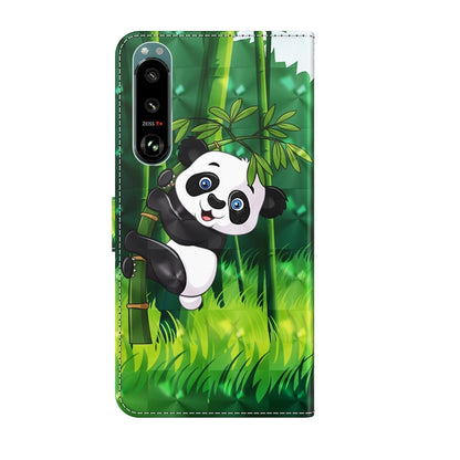 For Sony Xperia 5 II 3D Painting Pattern TPU + PU Leather Phone Case(Panda Climbing Bamboo) by buy2fix