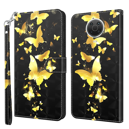 For Nokia G20 / G10 / 6.3 3D Painting Pattern TPU + PU Leather Phone Case(Gold Butterfly) - Nokia Cases by buy2fix | Online Shopping UK | buy2fix