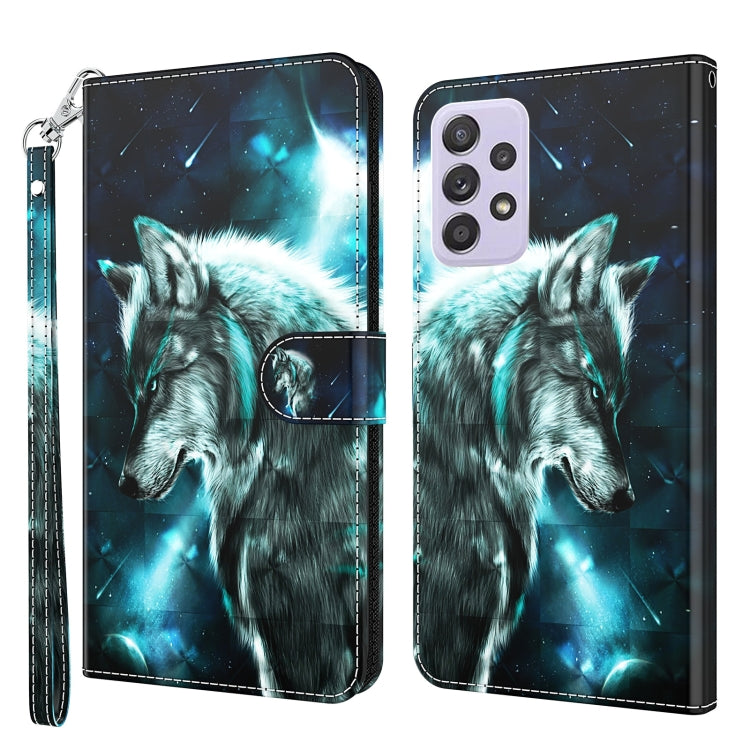 For Samsung Galaxy A13 4G 3D Painting Pattern TPU + PU Leather Phone Case(Wolf) by buy2fix