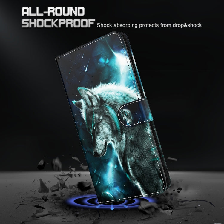 For Samsung Galaxy A13 4G 3D Painting Pattern TPU + PU Leather Phone Case(Wolf) by buy2fix