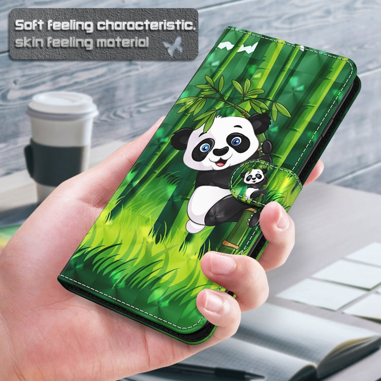 For Samsung Galaxy A13 4G 3D Painting Pattern TPU + PU Leather Phone Case(Panda Climbing Bamboo) by buy2fix