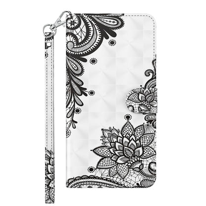For Samsung Galaxy A13 4G 3D Painting Pattern TPU + PU Leather Phone Case(Diagonal Black Flower) by buy2fix