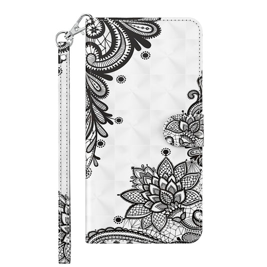For Samsung Galaxy A13 4G 3D Painting Pattern TPU + PU Leather Phone Case(Diagonal Black Flower) by buy2fix
