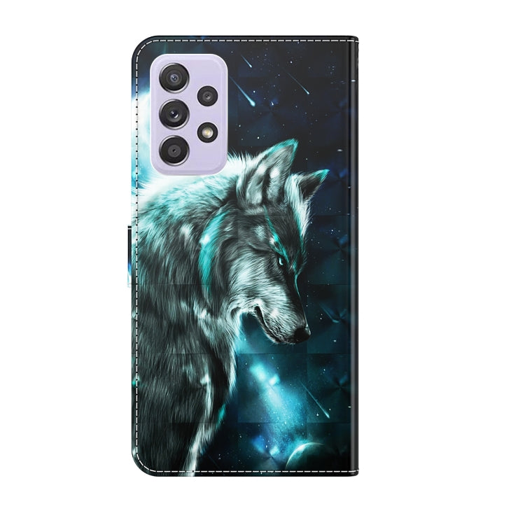 For Samsung Galaxy A52 5G / A52s 5G 3D Painting Pattern TPU + PU Leather Phone Case(Wolf) - Galaxy Phone Cases by buy2fix | Online Shopping UK | buy2fix