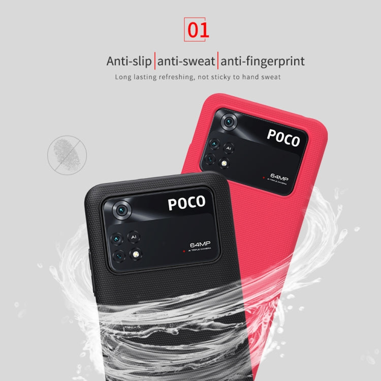 For Xiaomi Poco M4 Pro NILLKIN Frosted PC Phone Case(Red) - Xiaomi Cases by NILLKIN | Online Shopping UK | buy2fix