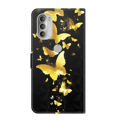For Motorola Moto G51 5G 3D Painting Pattern TPU + PU Leather Phone Case(Gold Butterfly) - Motorola Cases by buy2fix | Online Shopping UK | buy2fix