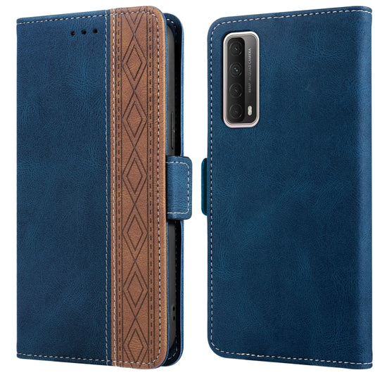 For Huawei P smart 2021 Stitching Side-Magnetic RFID Leather Phone Case(Royal Blue) - Huawei Cases by buy2fix | Online Shopping UK | buy2fix
