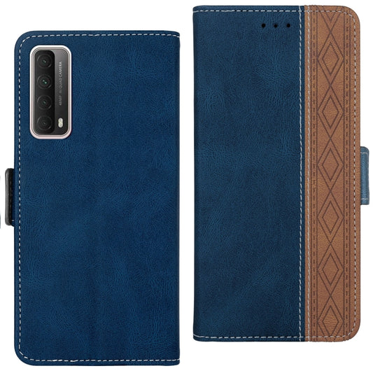 For Huawei P smart 2021 Stitching Side-Magnetic RFID Leather Phone Case(Royal Blue) - Huawei Cases by buy2fix | Online Shopping UK | buy2fix