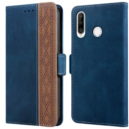 For Huawei P30 Lite Stitching Side-Magnetic RFID Leather Phone Case(Royal Blue) - Huawei Cases by buy2fix | Online Shopping UK | buy2fix