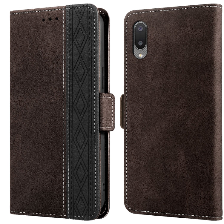 For Samsung Galaxy A02 Stitching Side-Magnetic RFID Leather Phone Case(Coffee) by buy2fix
