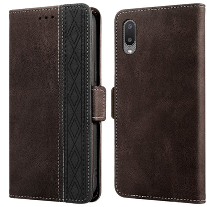 For Samsung Galaxy A02 Stitching Side-Magnetic RFID Leather Phone Case(Coffee) by buy2fix