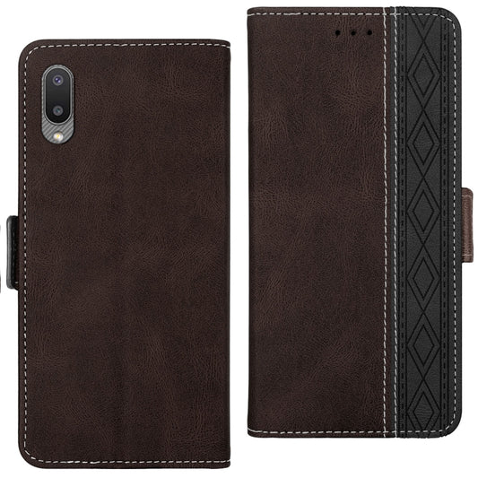 For Samsung Galaxy A02 Stitching Side-Magnetic RFID Leather Phone Case(Coffee) by buy2fix