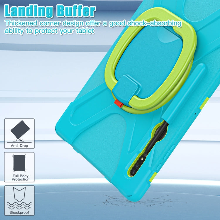 For Samsung Galaxy Tab S8 Ultra X900 Silicone + PC Tablet Protective Case(Light Blue+Yellow Green) - Galaxy Tab S8 Ultra Cases by buy2fix | Online Shopping UK | buy2fix