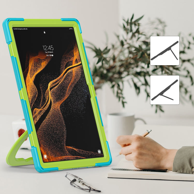 For Samsung Galaxy Tab S8 Ultra X900 Silicone + PC Tablet Protective Case(Light Blue+Yellow Green) - Galaxy Tab S8 Ultra Cases by buy2fix | Online Shopping UK | buy2fix