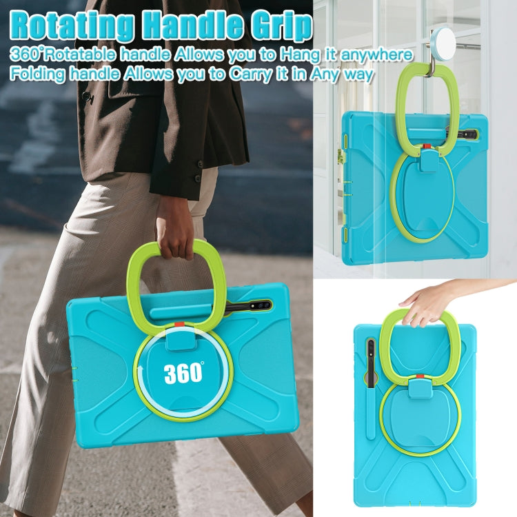 For Samsung Galaxy Tab S8 Ultra X900 Silicone + PC Tablet Protective Case(Light Blue+Yellow Green) - Galaxy Tab S8 Ultra Cases by buy2fix | Online Shopping UK | buy2fix