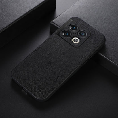 For OnePlus 10 Pro 5G Wood Texture PU Phone Case(Black) - OnePlus Cases by buy2fix | Online Shopping UK | buy2fix
