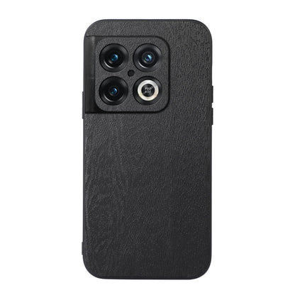 For OnePlus 10 Pro 5G Wood Texture PU Phone Case(Black) - OnePlus Cases by buy2fix | Online Shopping UK | buy2fix