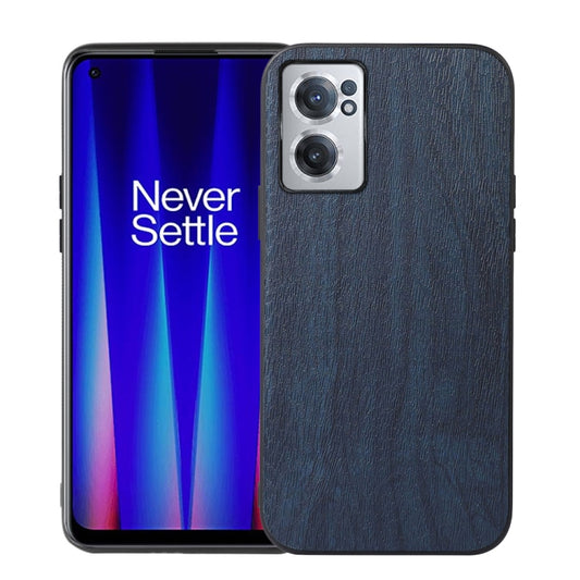 For OnePlus Nord CE 2 5G Wood Texture PU Phone Case(Blue) - OnePlus Cases by buy2fix | Online Shopping UK | buy2fix